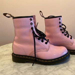 Dr. Martens 1460 Patent Lamper Lace Up Boots Pale Pink